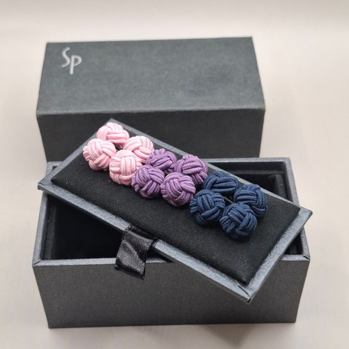 Set of 3 Silk Knot Cufflinks with Box new