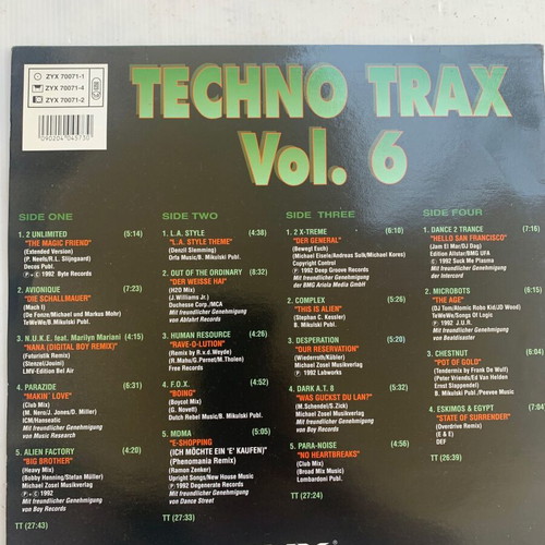 Techno Trax Vol.6 2LP 1992 authentic, like new condition