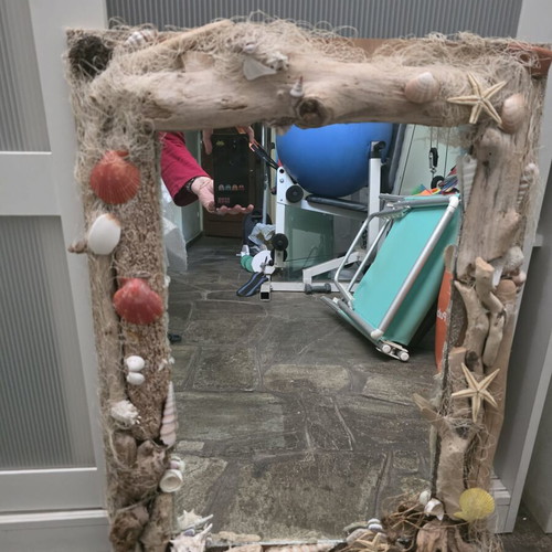 Mirror decorated with seashells like new