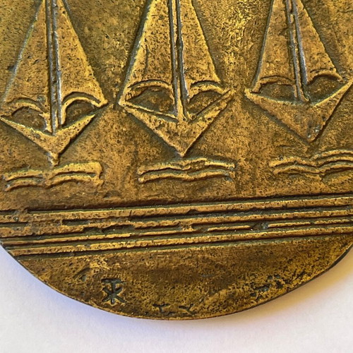 Set of 2 sculptures/large medals by Titsa Chrysokhoidi with nautical motif used
