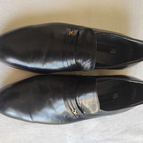 Leather men's dress shoes size 44.5 new, black, Greek craftsmanship