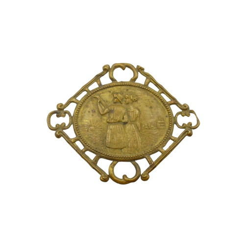 Antique brass decorative ornament with loving couple, like new