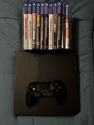 PlayStation 4 με χειριστήριο, παιχνίδια και καλώδιο τροφοδοσίας σαν καινούριο, 500GB