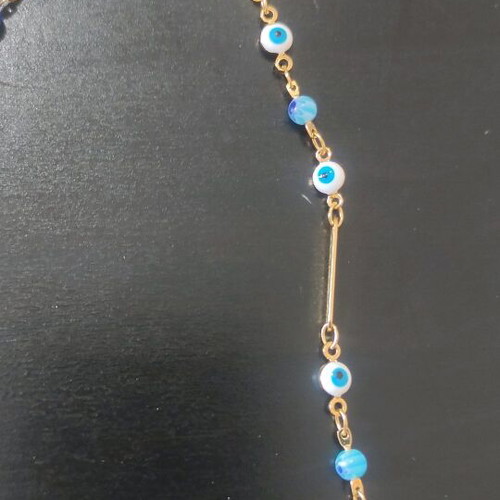 Steel necklace new, blue and gold color