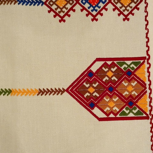 Handmade embroidered table runner with traditional Cretan design like new