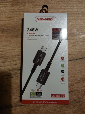 Charging cable Type C to Type C 240 watt 1.80 meters black new
