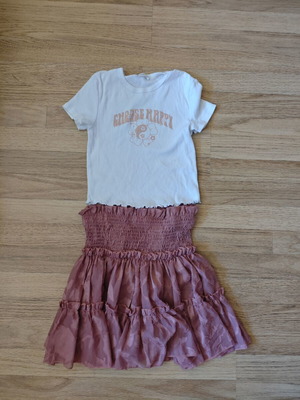 Shein φούστα με ενσωματωμένο σορτς και crop top σαν καινούργια, ροζ