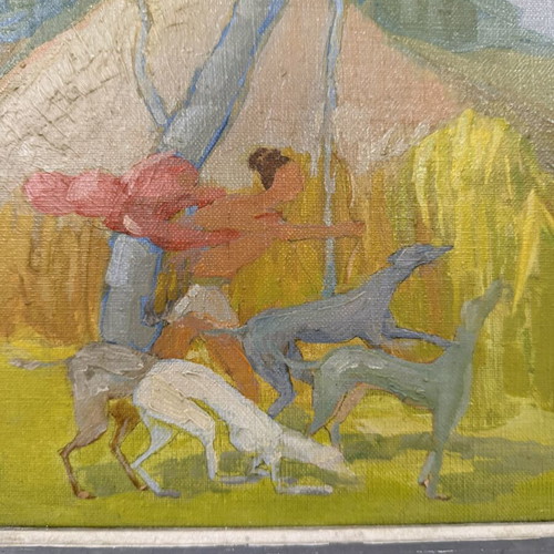 Oil painting by artist V. Panagiotopoulos, mythological theme