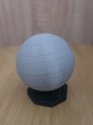 Death Star 3D printed object like new, with base, gray