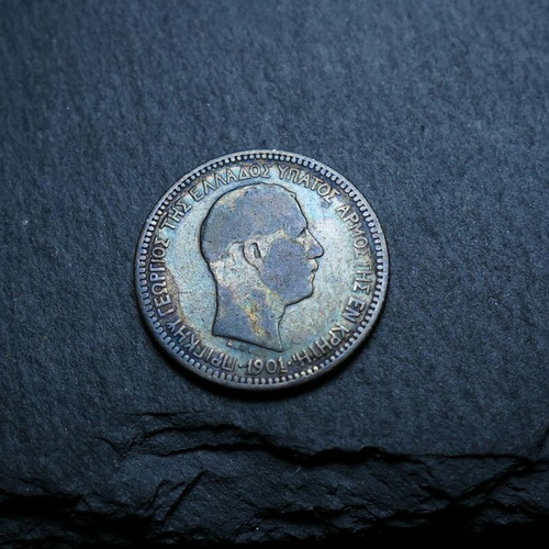 50 Lepta 1901 Cretan State Silver Coin