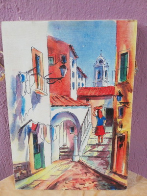 Decorative wooden painting new, 38x27cm
