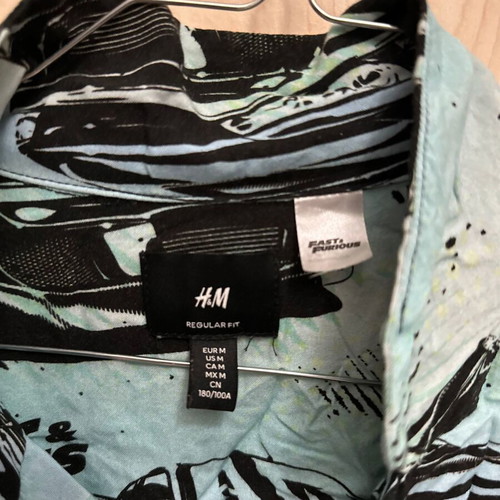 H&M Fast & Furious short-sleeve shirt size M like new, turquoise