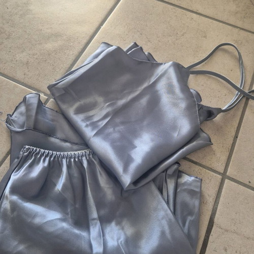 Primark satin pajama set new, gray and blue