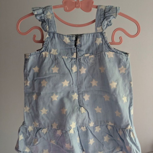 Baby denim dress for Funky Kids like new, blue with stars and red bow