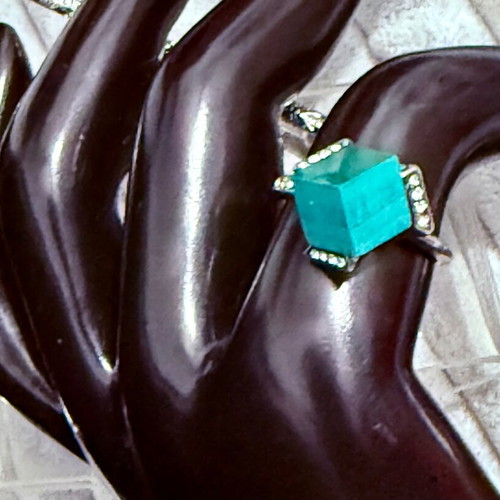Silver ring with malachite Jenavi new, green