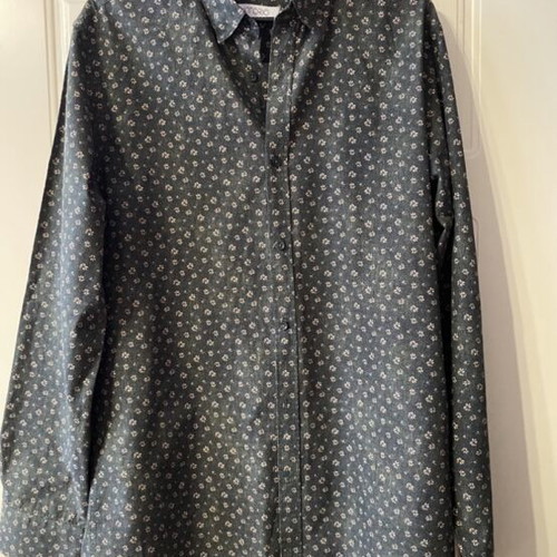 Men's floral print cotton shirt XL like new, black slim fit