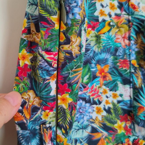 Chaton midi dress with tropical print and open back, Large