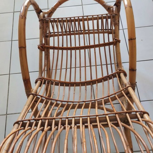 Handmade bamboo rocking chair, 40 years old