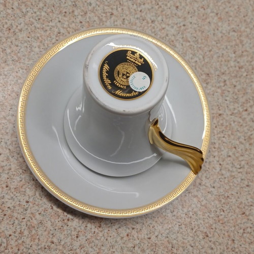 Versace Rosenthal Médaillon Méandre D'Or espresso cup set, porcelain, 2 pcs