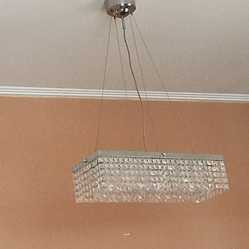 Crystal bar ceiling light like new with adjustable height