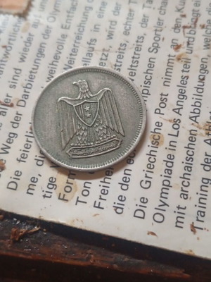 Egypt 1967 5 Piastres Coin used