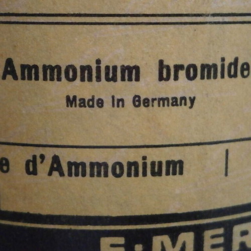 Pharmacy bottle used vintage German Ammonium Bromatum
