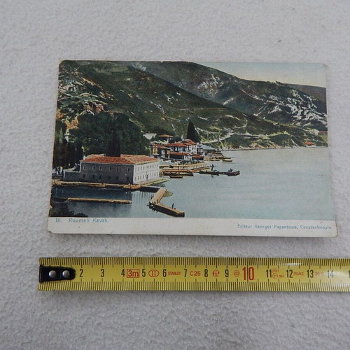 Roumeli Kavak vintage color postcard of Bosporus, Georges Papantoine edition