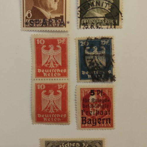 German stamps used 1922-1943, sealed and unsealed set of 7