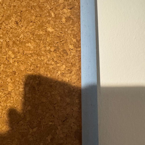 Decorative cork board with wooden frame used, Boho Vintage style