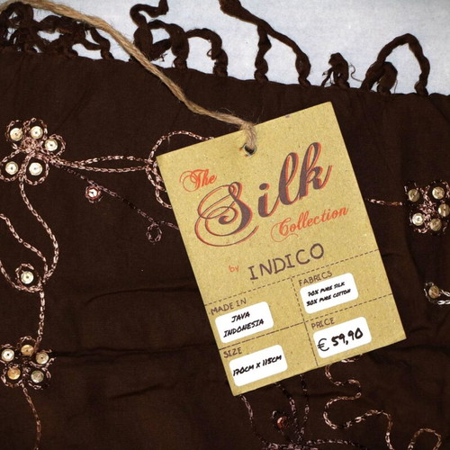 Handmade pareo scarf with sequins silk and cotton blend