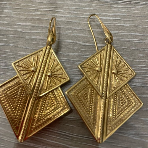 Silver 925 gold-plated earrings used, 6.5 centimeters