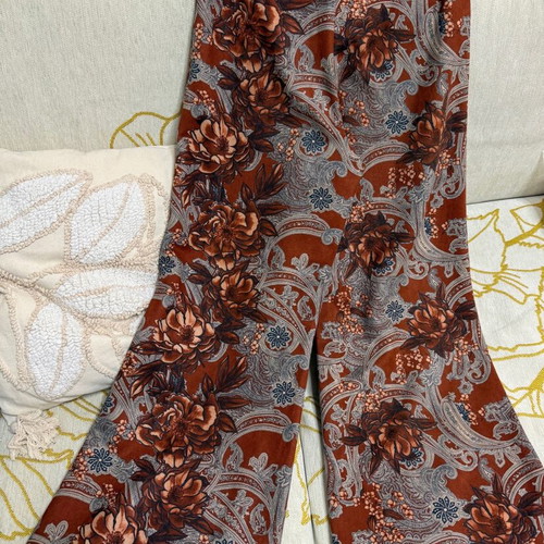 Nidodileda Cairo floral flare pants brown like new, size S
