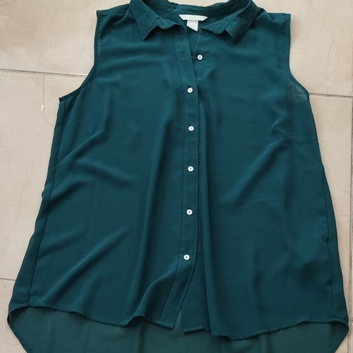 H&M transparent shirt green cypress like new, size M