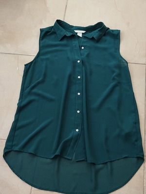 H&M transparent shirt green cypress like new, size M