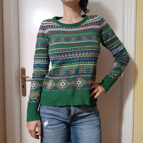 United Colors of Benetton ethnic green sweater like new, small size