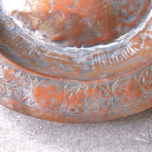 Antique copper plate used with decoration