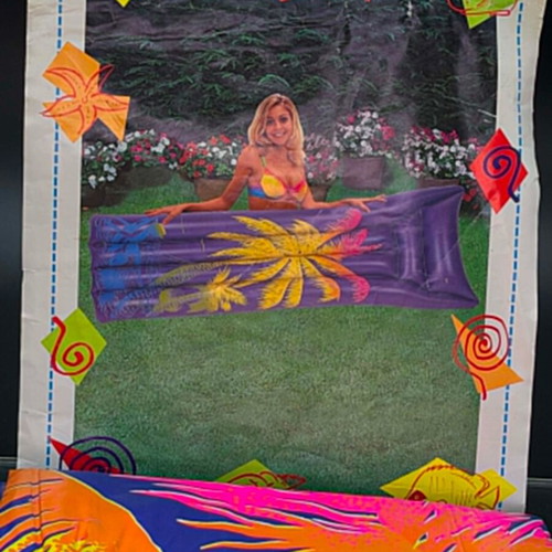 Vintage 1980 Inflatable Beach Mattress unused, 183 x 68 cm