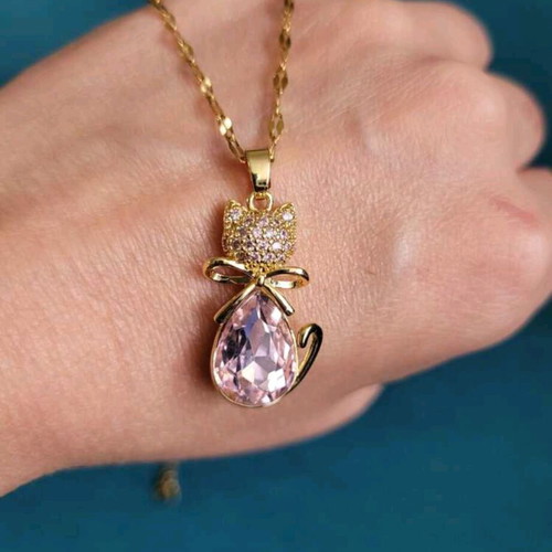 Stainless steel necklace cat design new