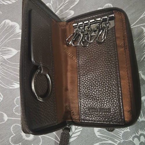 Nannini leather key case new, brown with coin pocket