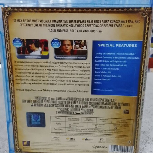 Romeo + Juliet Blu-Ray like new with Greek subtitles