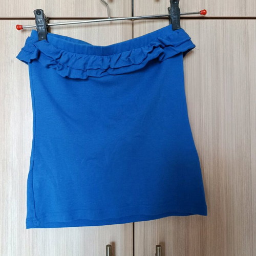Strapless top with ruffles S like new, blue