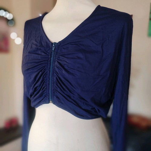 Bolero with zipper new, blue, cropped