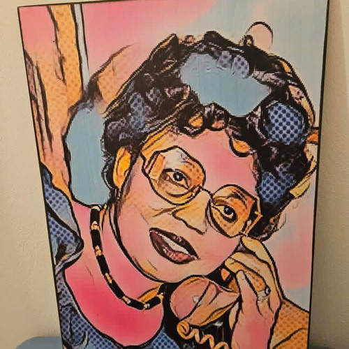Pop Art Portrait on Wood Like New
