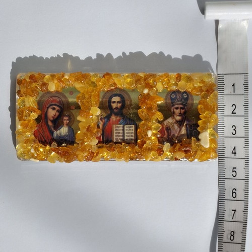 Triptych car icon with natural amber new