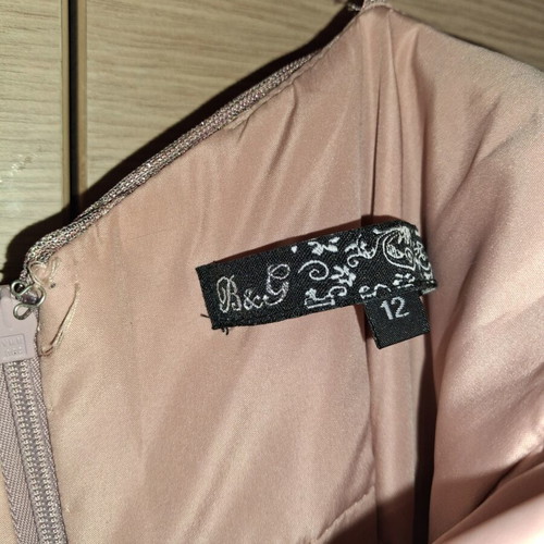 Evening dress long rose nude with glitter and pleated skirt like new