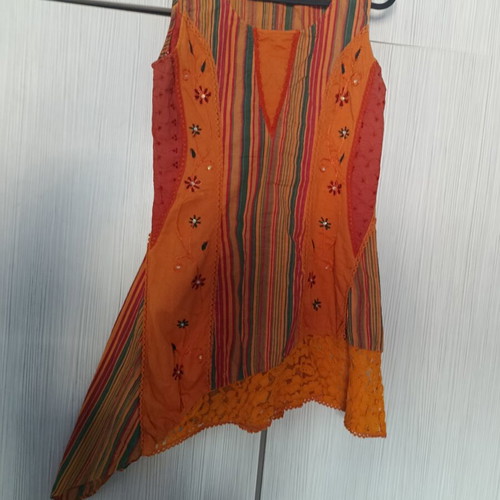 Boho dress like new, asymmetrical colorful cotton, size M