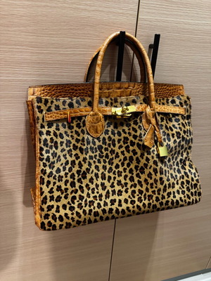 Leather large handbag new with camel animal print
