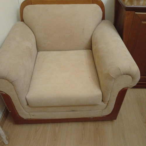 Armchair and 2-Seater Sofa set like new, beige color