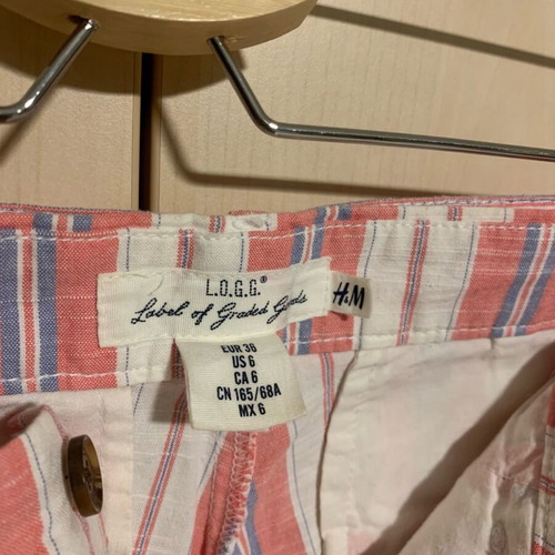 H&M striped cotton shorts new, pink and turquoise