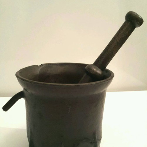 Bronze mortar used vintage, height 11cm